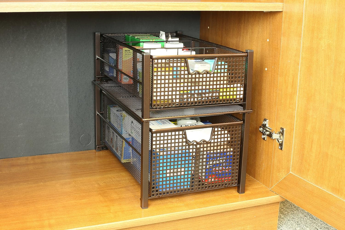 Bronze Mesh Cabinet Basket Organizer X6524