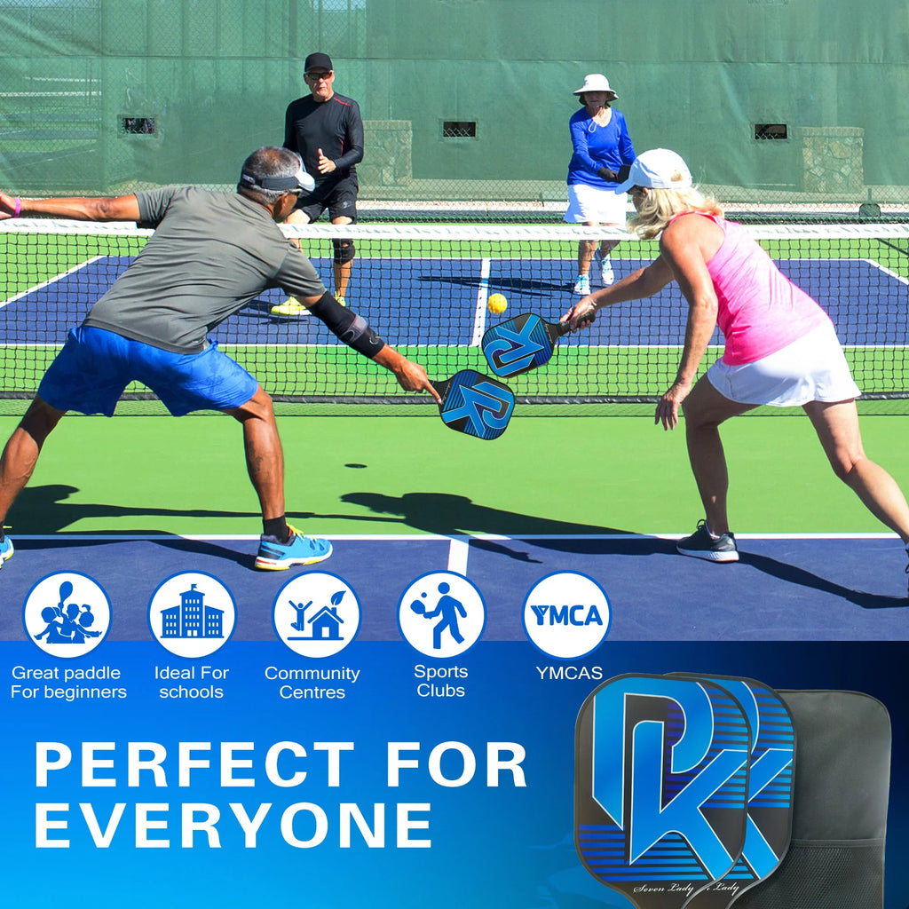 Pickleball Paddles Graphite Fiber Set with 4 Balls and Backpack K945