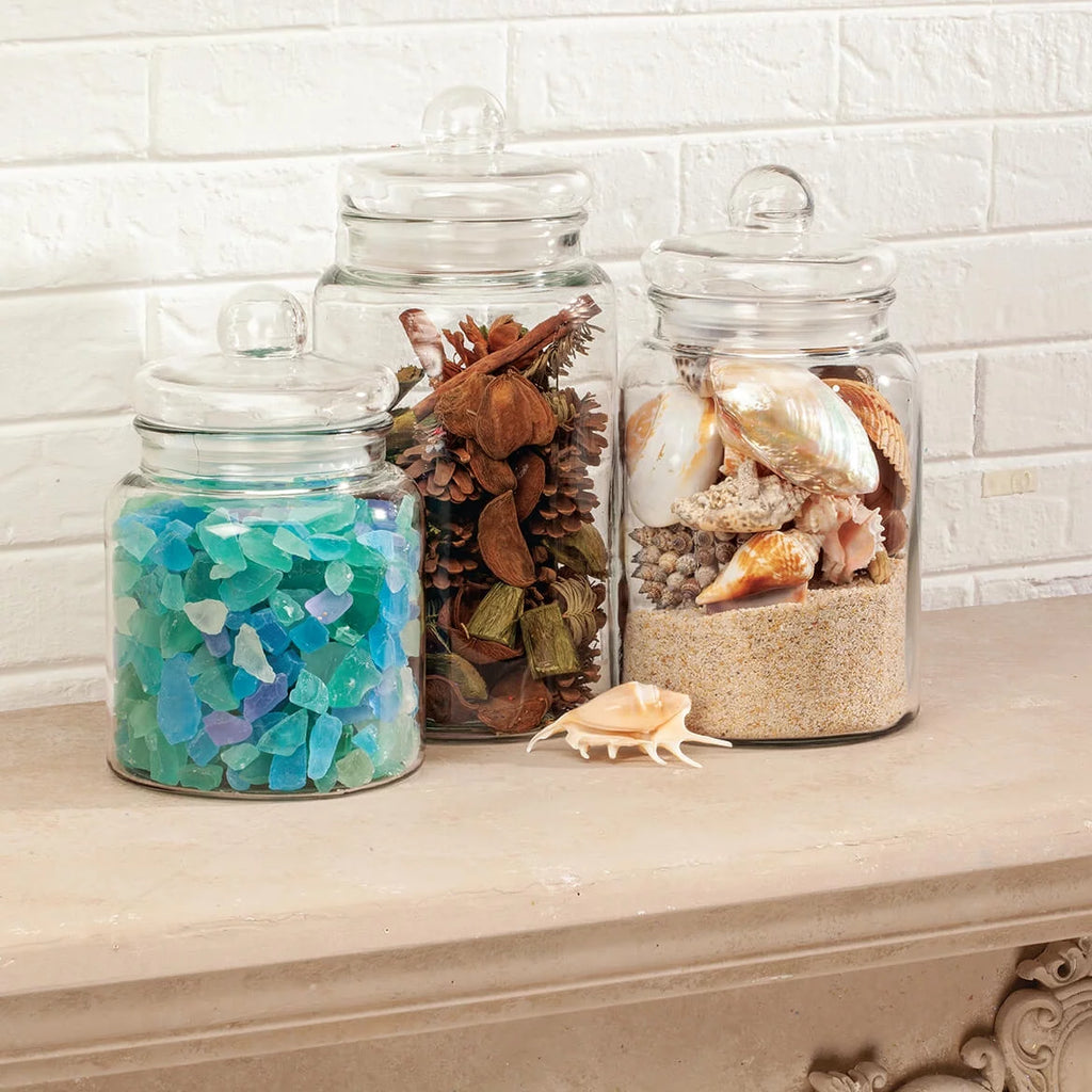 Glass Apothecary Jars with Lids, Set of 3 D52470
