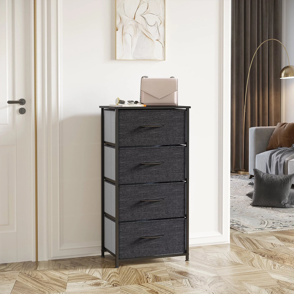 4 Drawers Dresser Storage Tower Black Grey H5441