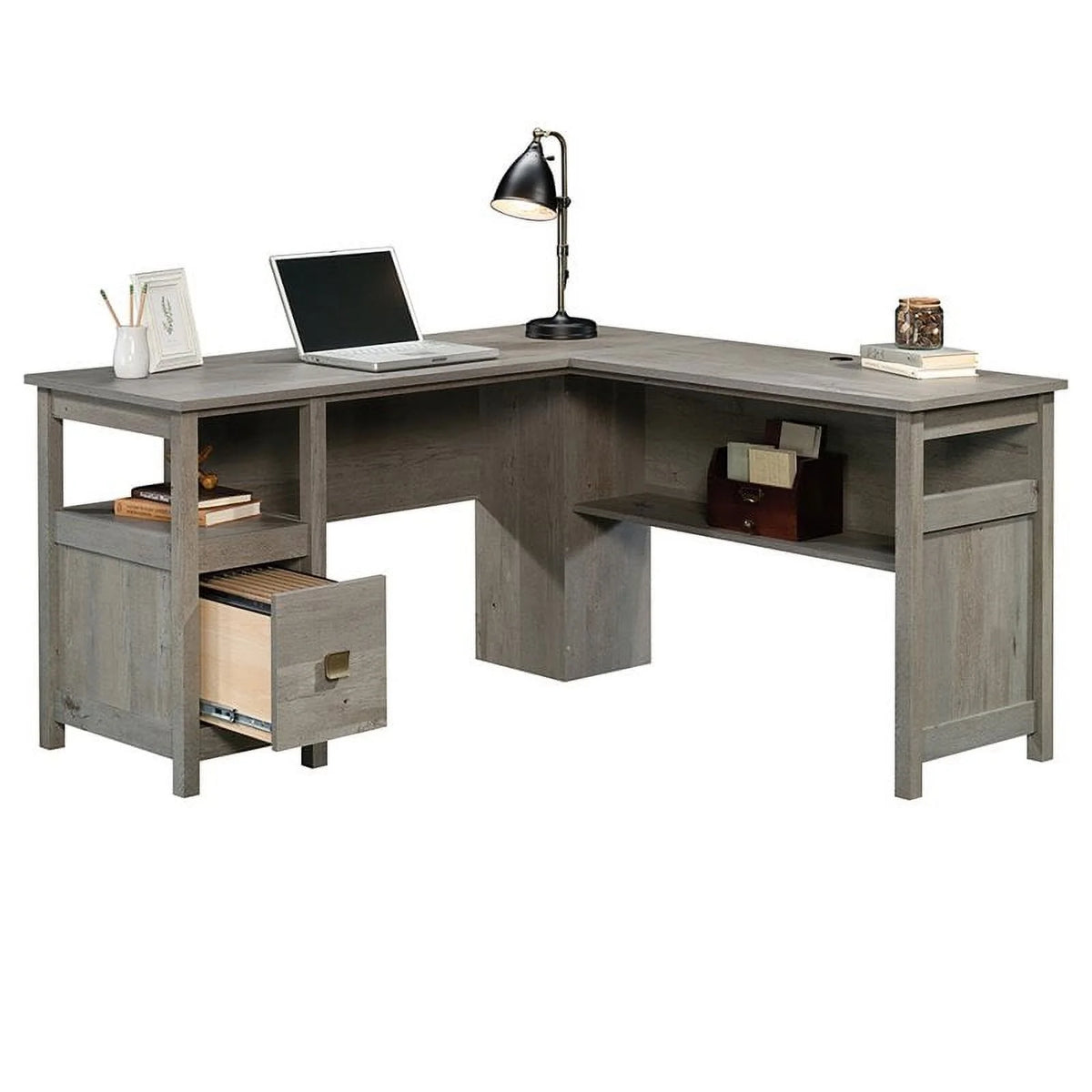 L-shaped Farmhouse Engineered Wood Writing Desk C855