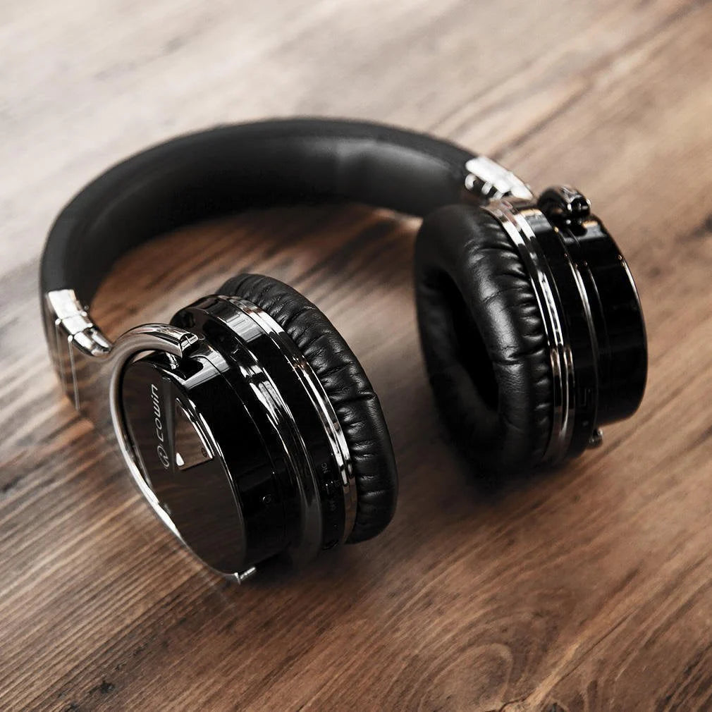 Active Noise Cancelling Bluetooth Headphones with Mic Deep Bass Wireless Over Ear Black X163419