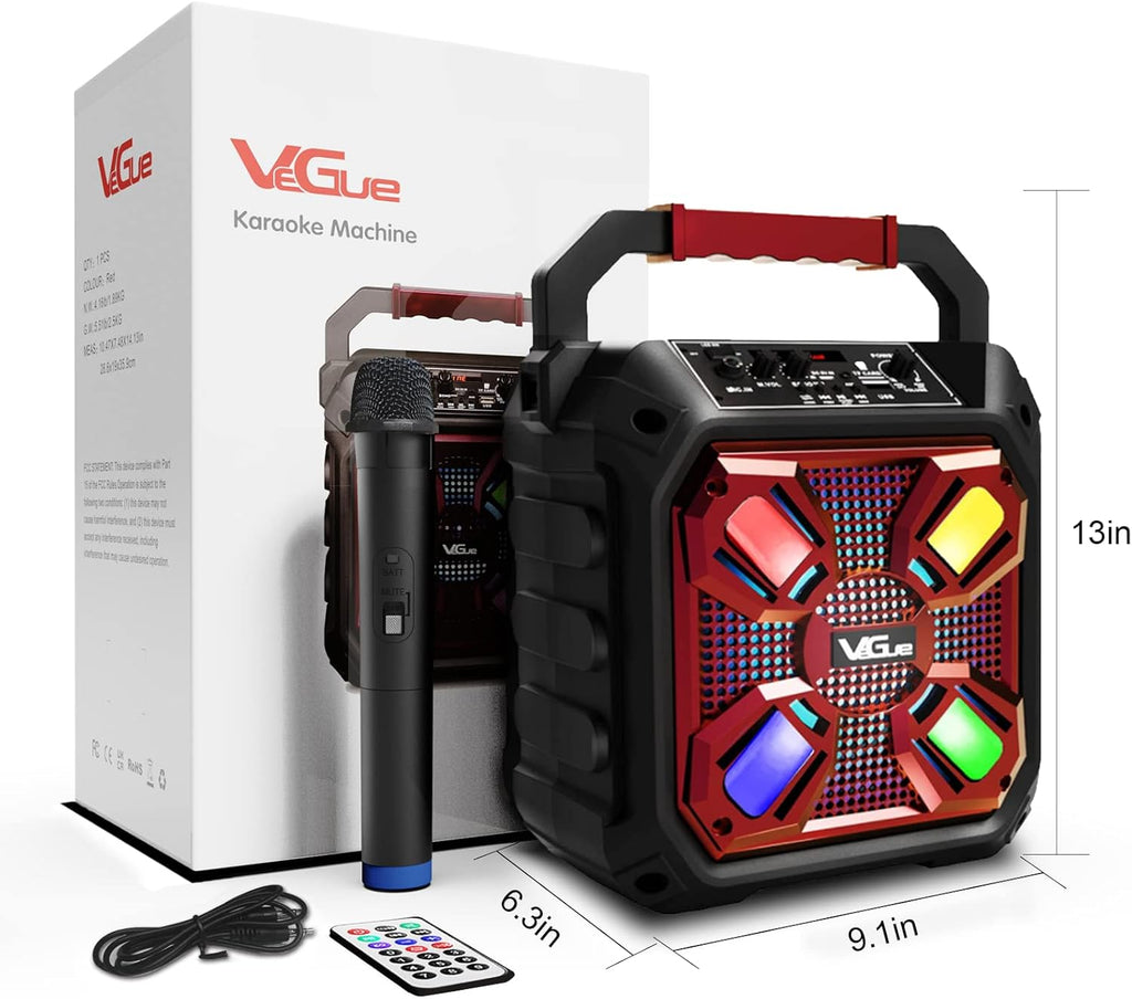 Karaoke Machine with Wireless Microphone and LED Lights S6694