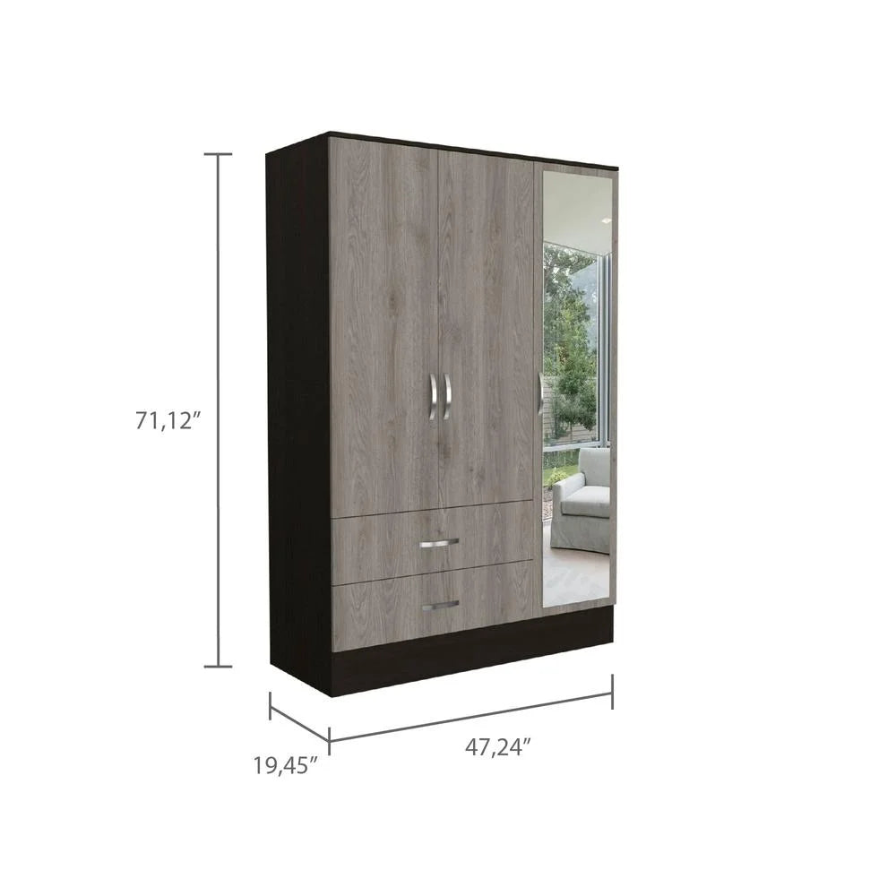 Black Light Gray Mirrored Armoire S844403