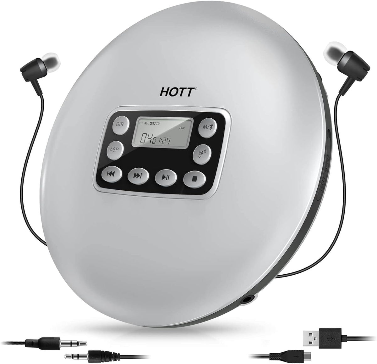 Portable CD Player with Bluetooth and Stereo Headphone U3675