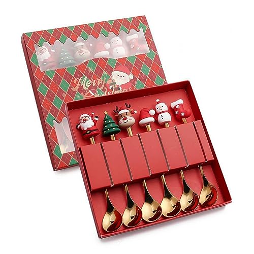 Stainless Steel Christmas Tree Tea Spoon Set 6pcs B426