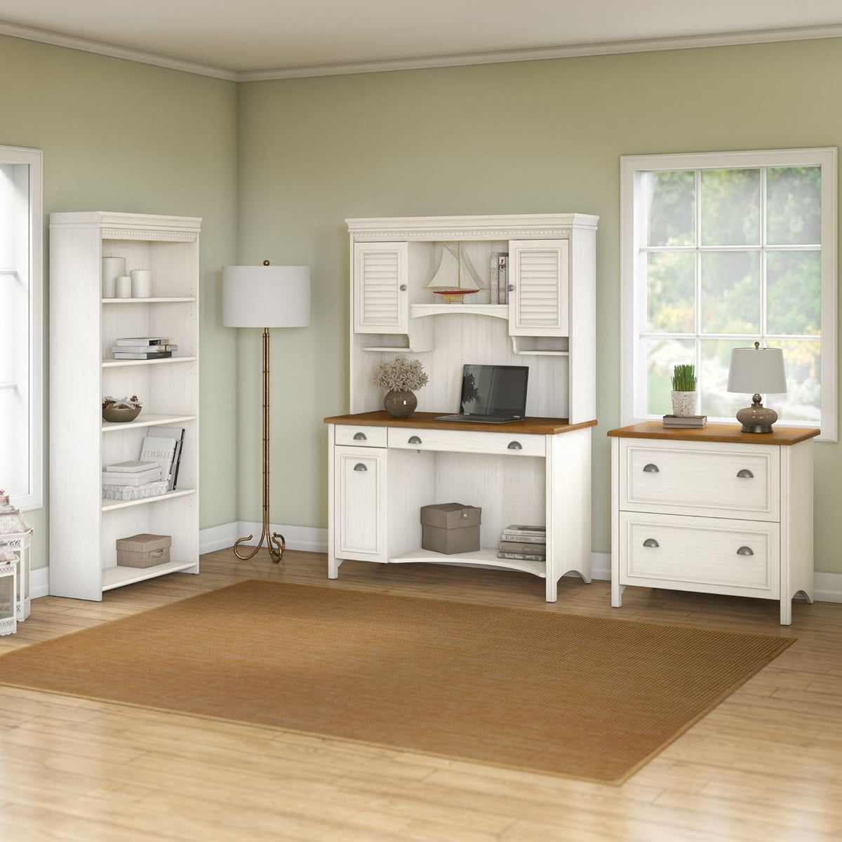Antique White 5 Shelf Bookcase S164