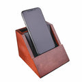 Walnut and Leather Desktop Cell Phone Holder W22688