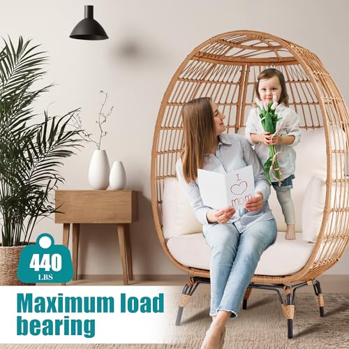 Oversized PE Wicker Egg Chair with 4 Thicken Cushions V320268
