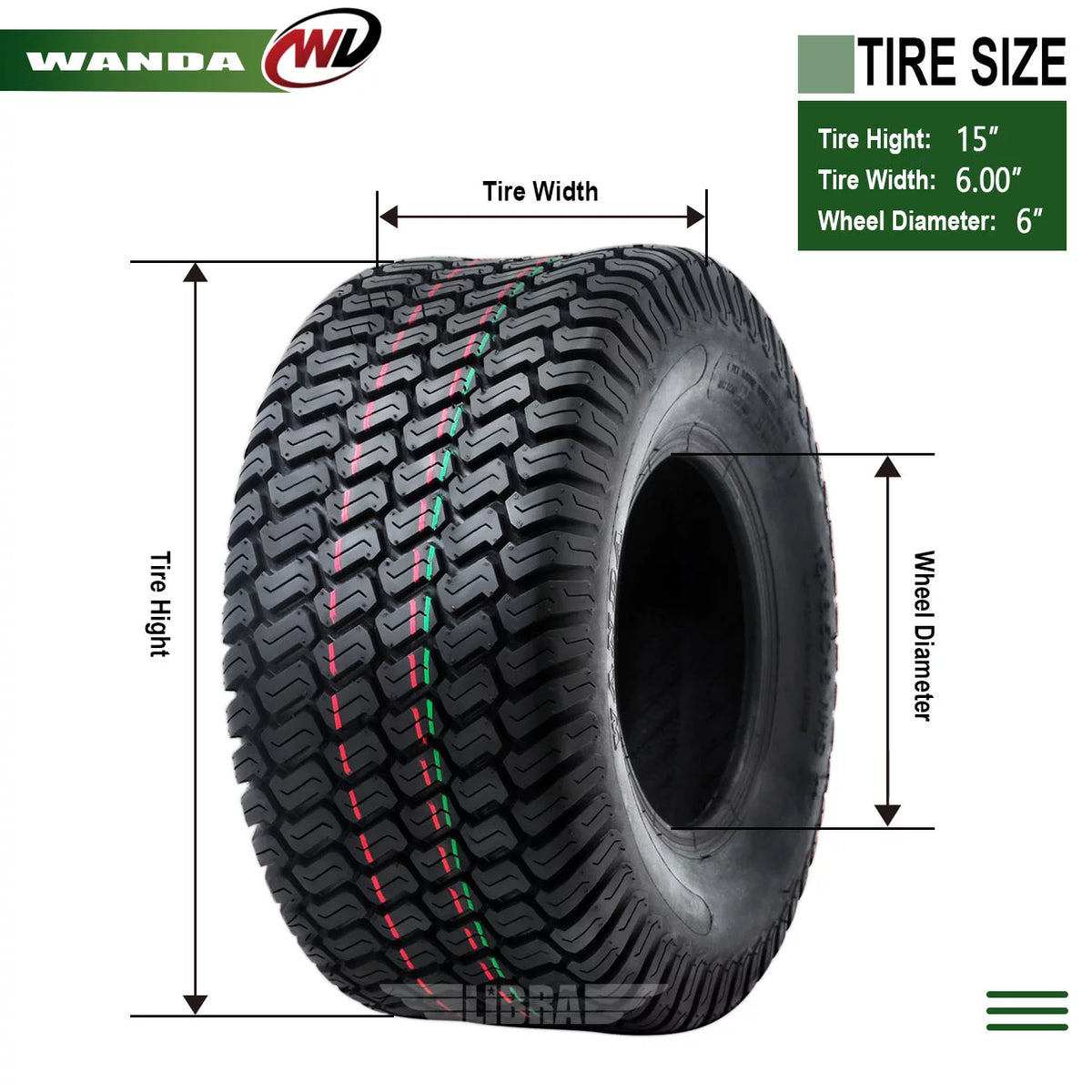 2 New 15x6.00-6 Lawn Mower Tires O6068