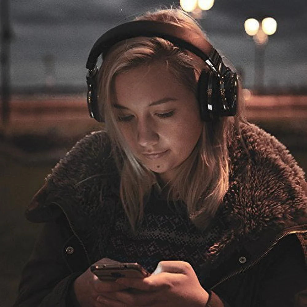 Active Noise Cancelling Bluetooth Headphones with Mic Deep Bass Wireless Over Ear Black X163419