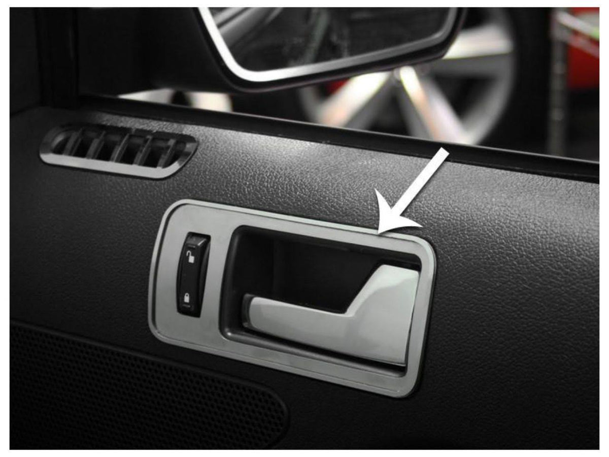 Mustang Interior Door Handle Trim Plates Brushed Stainless Steel Pair F4990