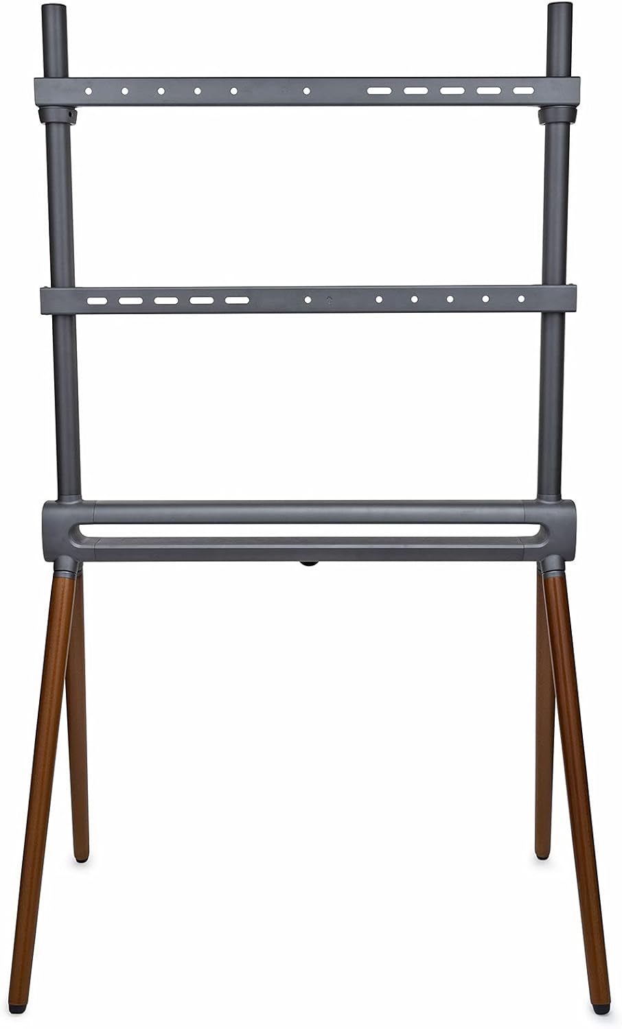 Matte Black & Walnut TV Floor Stand with Swivel A76548