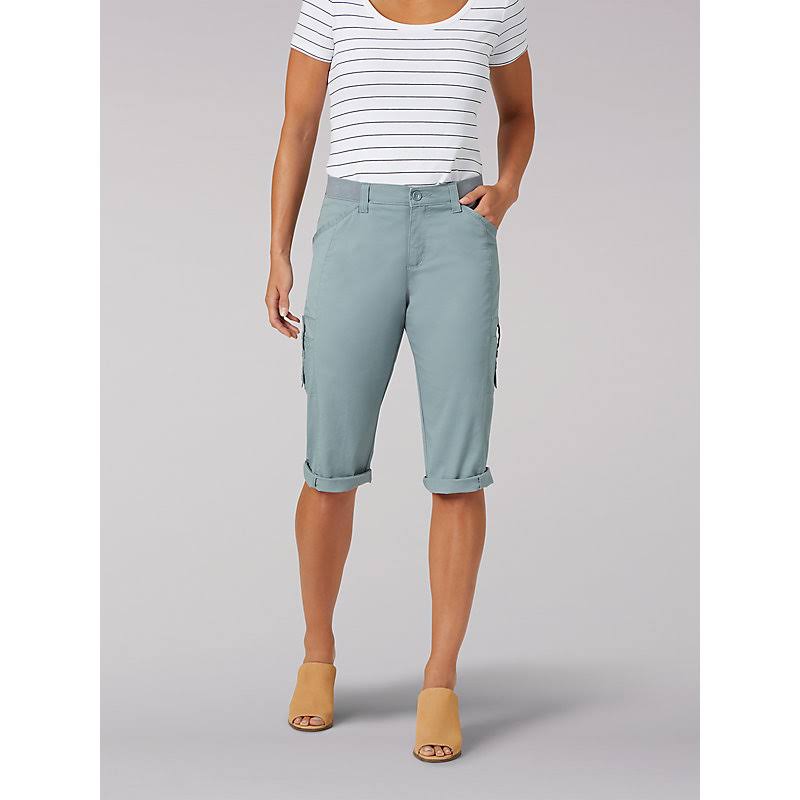 Grey Relaxed Fit Cargo Capris L76698