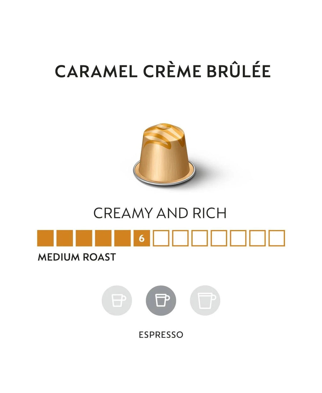 Caramel Creme Brulee Mild Roast Espresso Coffee Capsules, 50 Count E45964