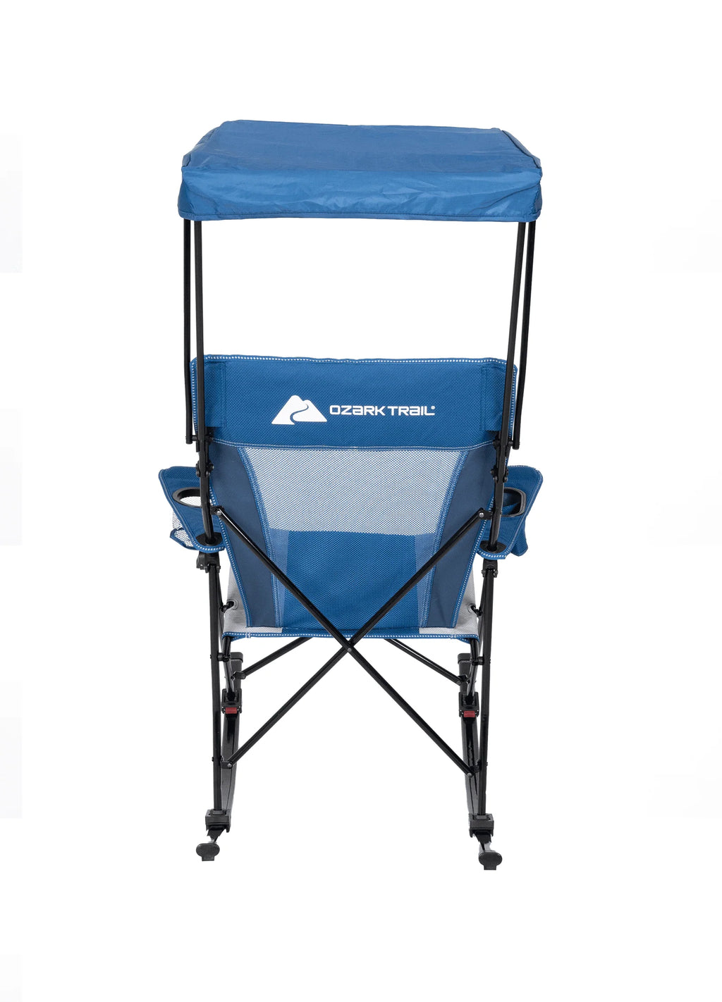 Blue and Grey Mesh Rocking Camp Chair with Canopy P971
