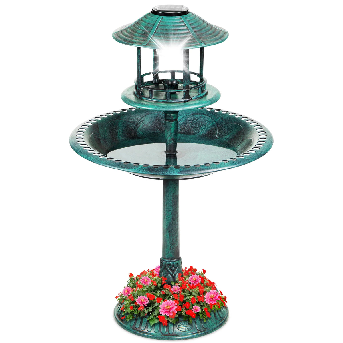Solar Outdoor Bird Bath Pedestal Fountain I639980