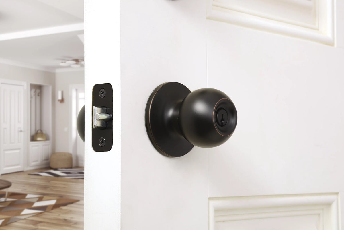 Keyed Entry Ball Style Doorknob Oil-Rubbed Bronze Twin Pack D7850
