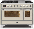 48 Dual Fuel Propane Gas Range Antique White Chrome Trim Y602