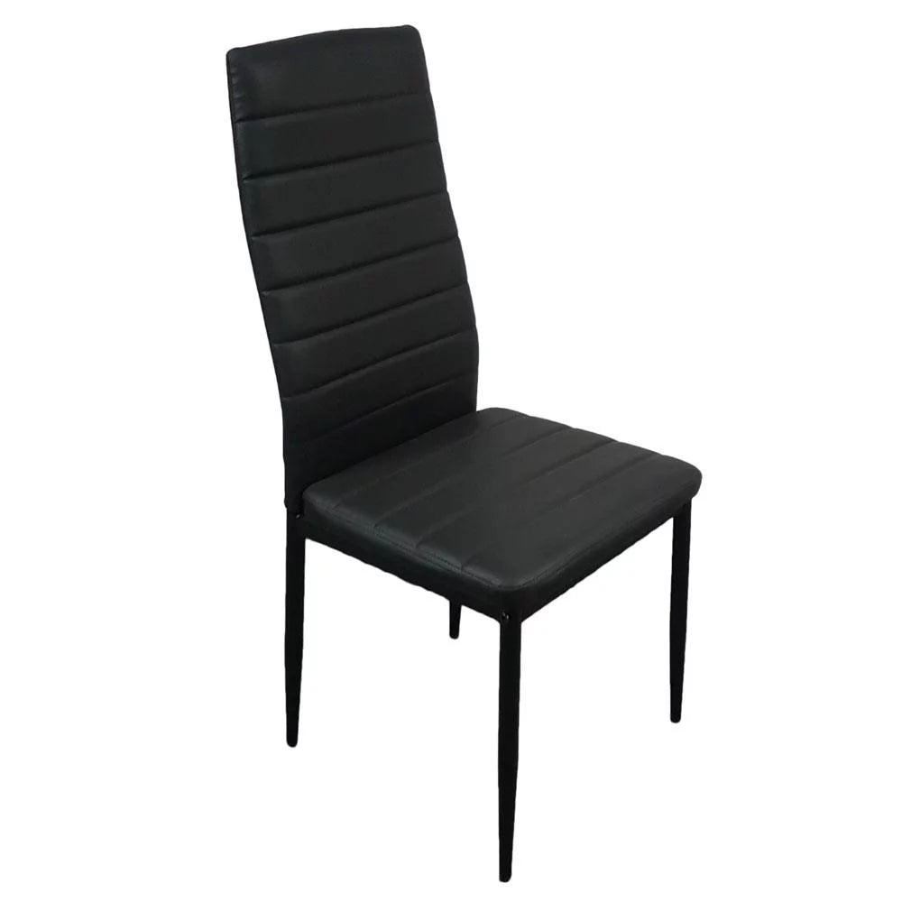 6 Pc High Back PU Leather Dining Chairs Black U17191