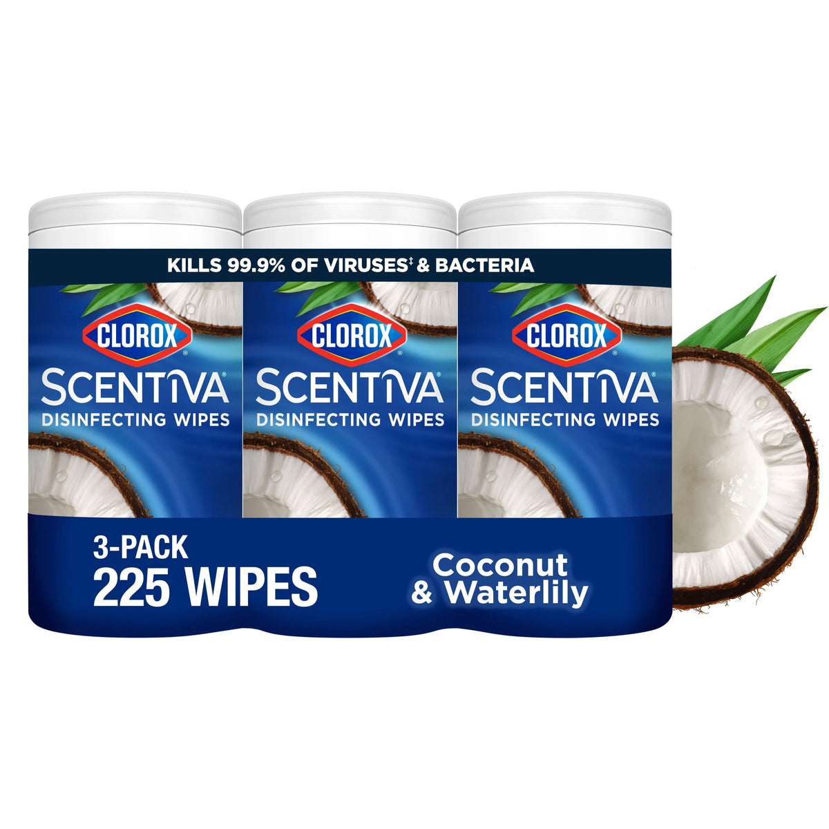 Coconut and Waterlily Cleaning Wipes 225 Count 3 Pack H90682