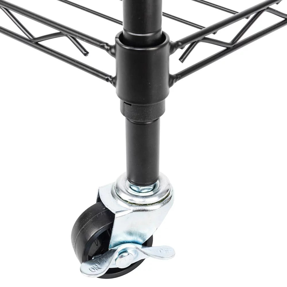 Black 2-Tier Rolling Garment Rack with Double Clothes Rod J91773