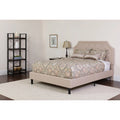 King Size Beige Fabric Upholstered Platform Bed with Memory Foam Mattress J4025