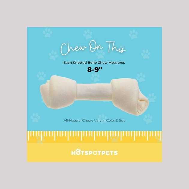 Natural White Knotted Rawhide Dog Chew Treats H6627