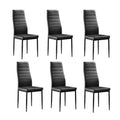 6 Pc High Back PU Leather Dining Chairs Black U17191