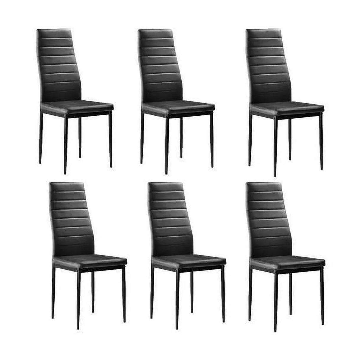 6 Pc High Back PU Leather Dining Chairs Black U17191