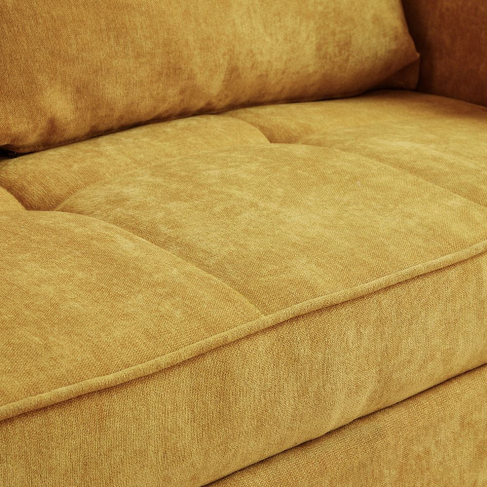 Yellow Chenille Fabric Pull-Out Sofa Bed Q345652