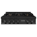 36 in. 6 Burner Gas Rangetop in Black Stainless Steel J99009