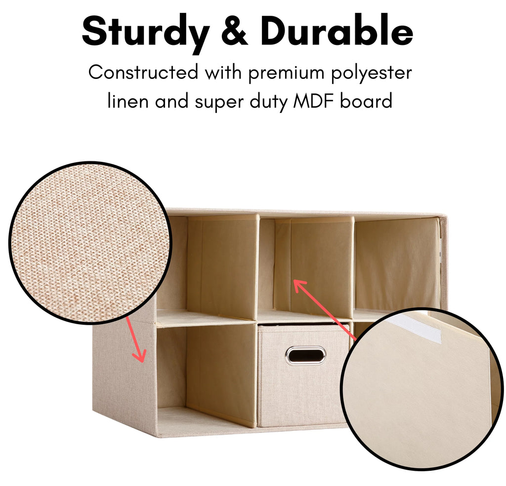 Linen Cube Organizer Shelf with 6 Storage Bins T758117