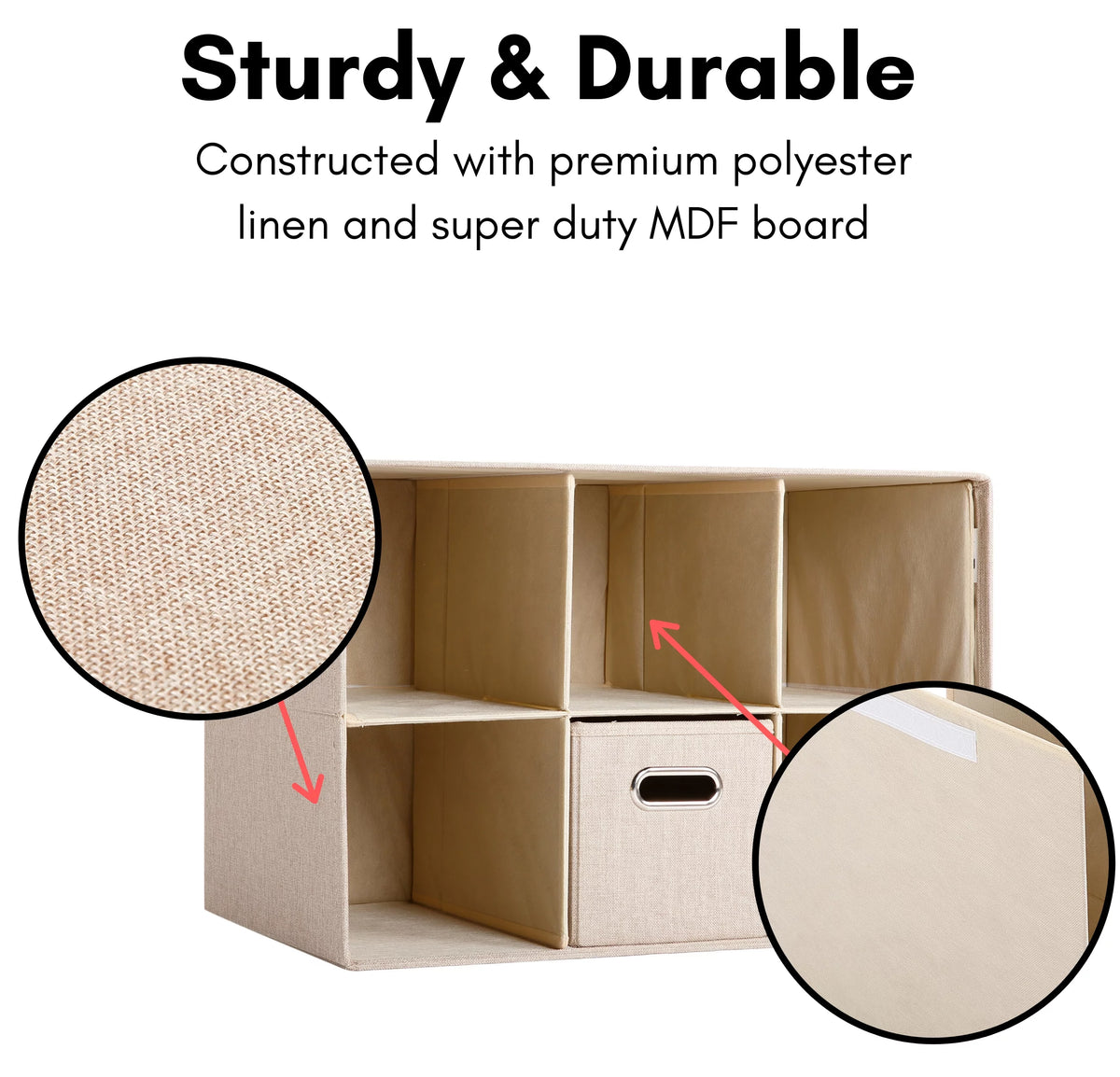 Linen Cube Organizer Shelf with 6 Storage Bins T758117