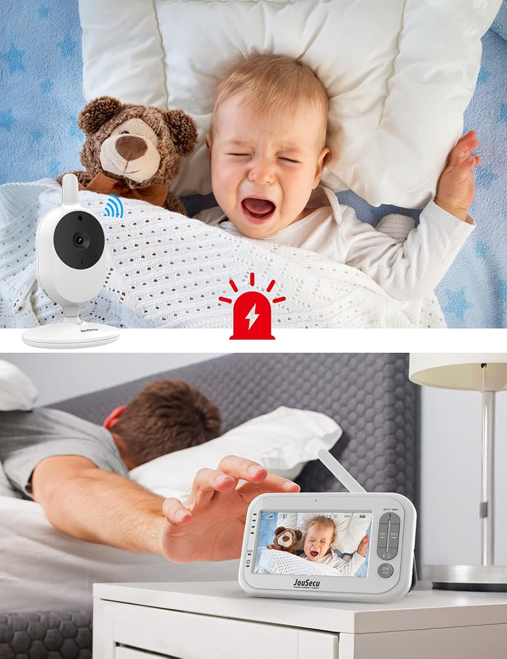 Baby Monitor with Camera and Audio 4.3 Inches LCD Split Screen X7784