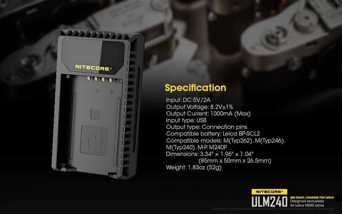 USB Charger for Leica BP-SCL2 Batteries M191750