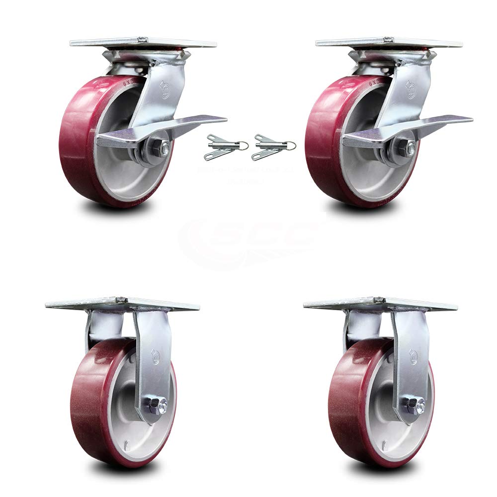 4 x 2 Maroon Wheels Swivel Caster Set 4 N5651