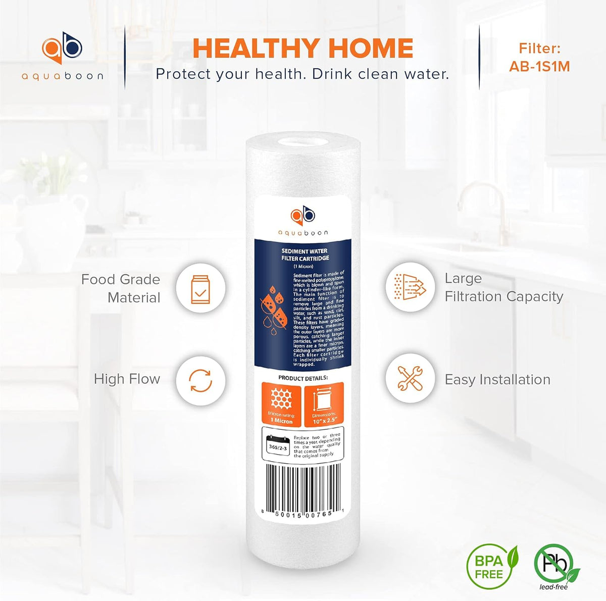 1 Micron 10 Sediment Water Filter Replacement Cartridge O828483