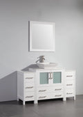 54 in. White Single Sink Vanity Cabinet with Ceramic Vessel Sink & Mirror A75396