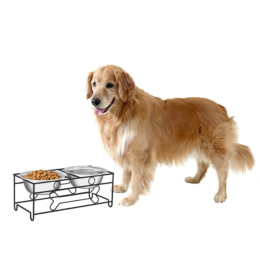 Modern Double Elevated Dog Bowls V9047