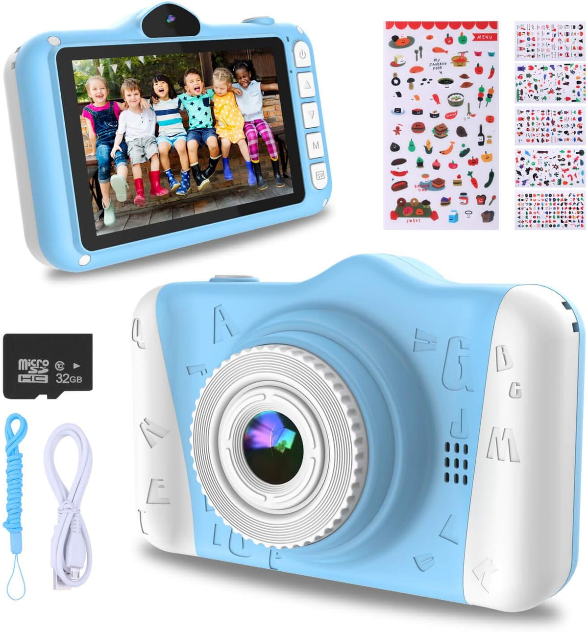 Kids Digital Camera 12MP 1080P Rechargeable with 32GB TF Card U52587