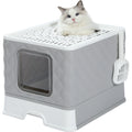 Enclosed Cat Litter Box with Lid Drawer Type Gray N2316
