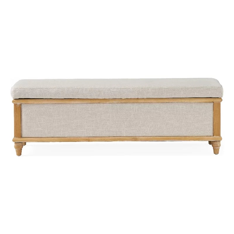 Fabric & Wood Storage Ottoman T9393