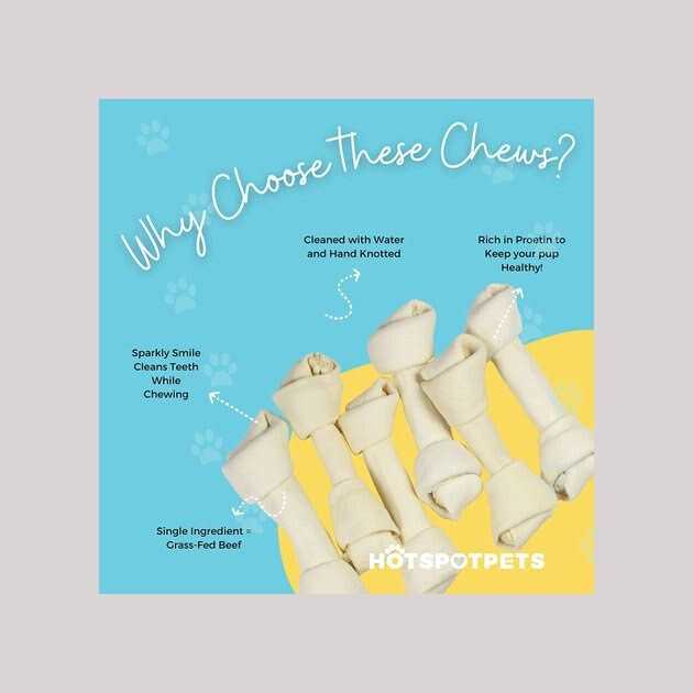 Natural White Knotted Rawhide Dog Chew Treats H6627