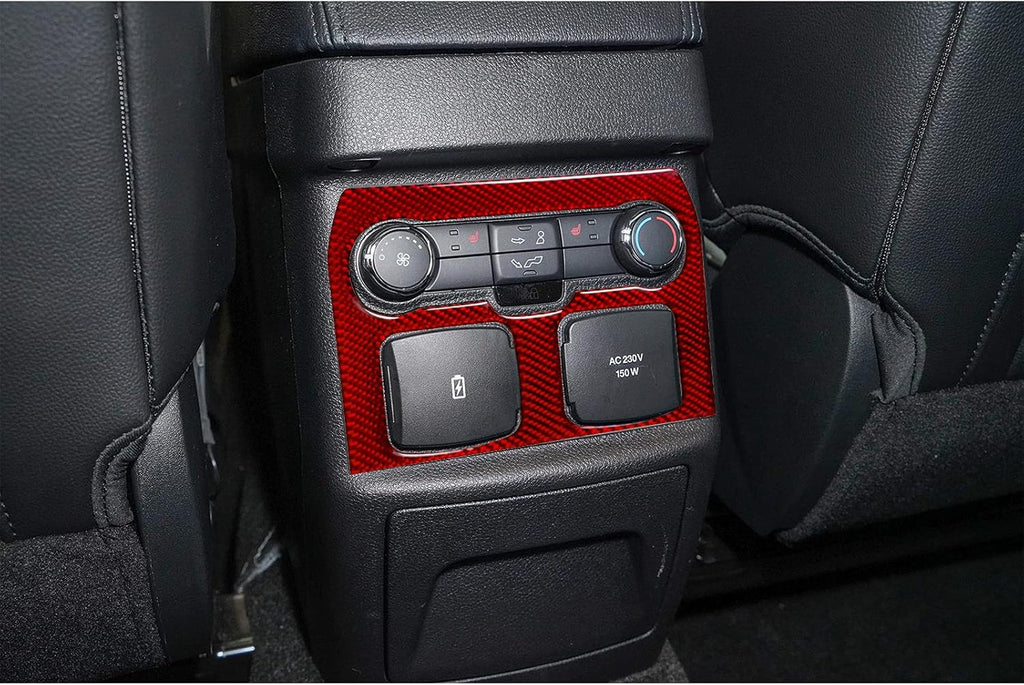 Carbon Fiber Interior Armrest Box Charging Port USB Button Control Panel Cover Stickers Red Pack of 2 A779662