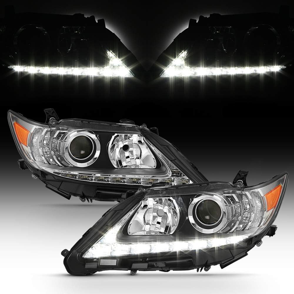 For 2013-2015 Lexus ES350 ES300h Halogen Model LED DRL Projector Headlights Headlamps Assembly Left+Right T96760