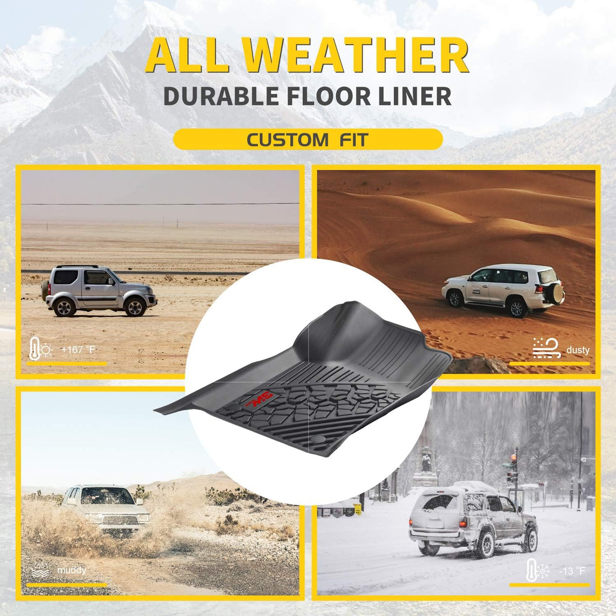 TPE All Weather Custom Fit Floor Mats 1st & 2nd Row Full Set Black X63295