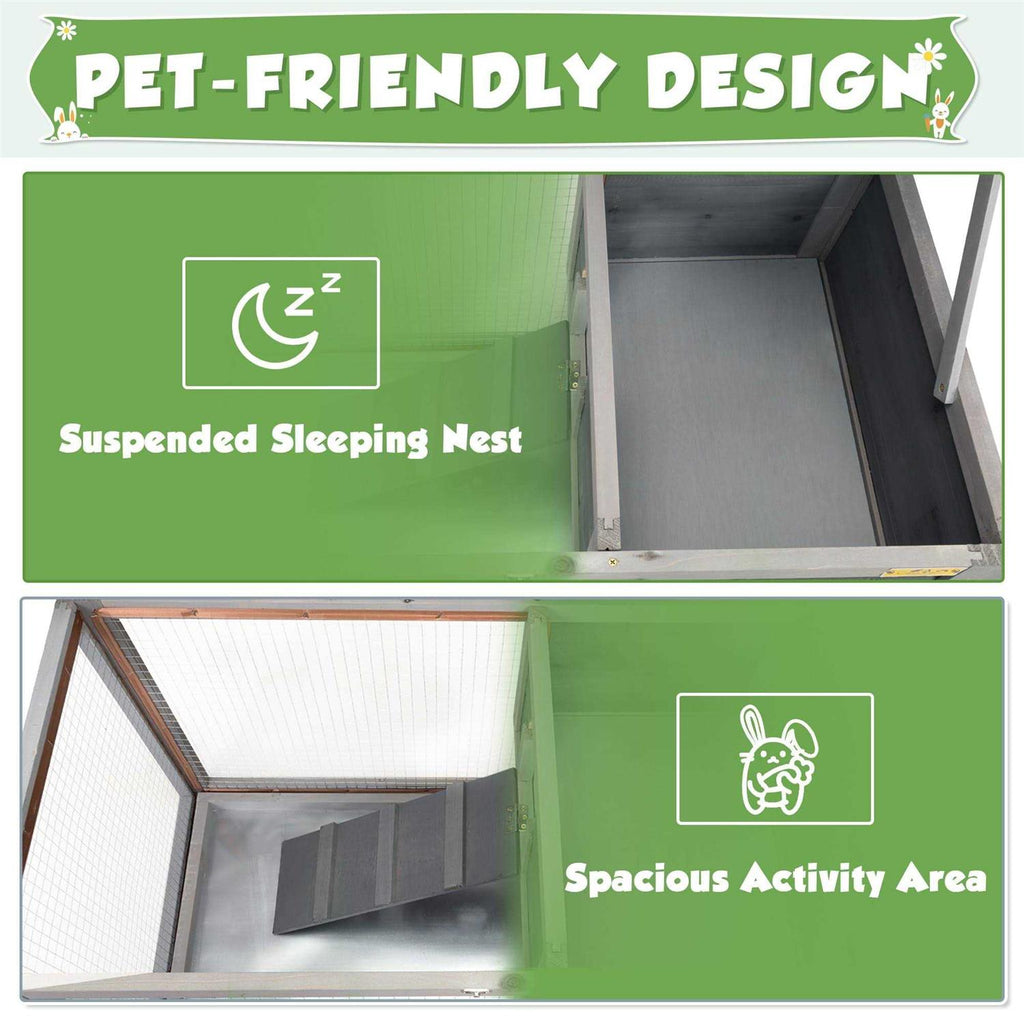 2 Story Wooden Rabbit Hutch with Pull Out Tray S482054