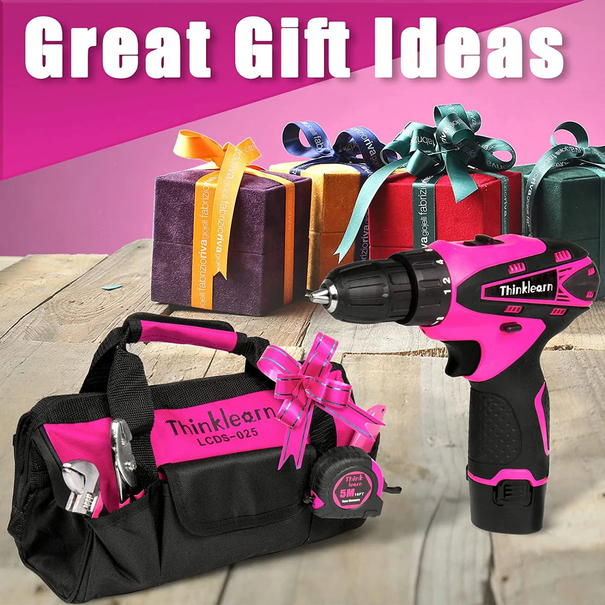 Pink 137 Piece Cordless Drill and Tool Set J78296