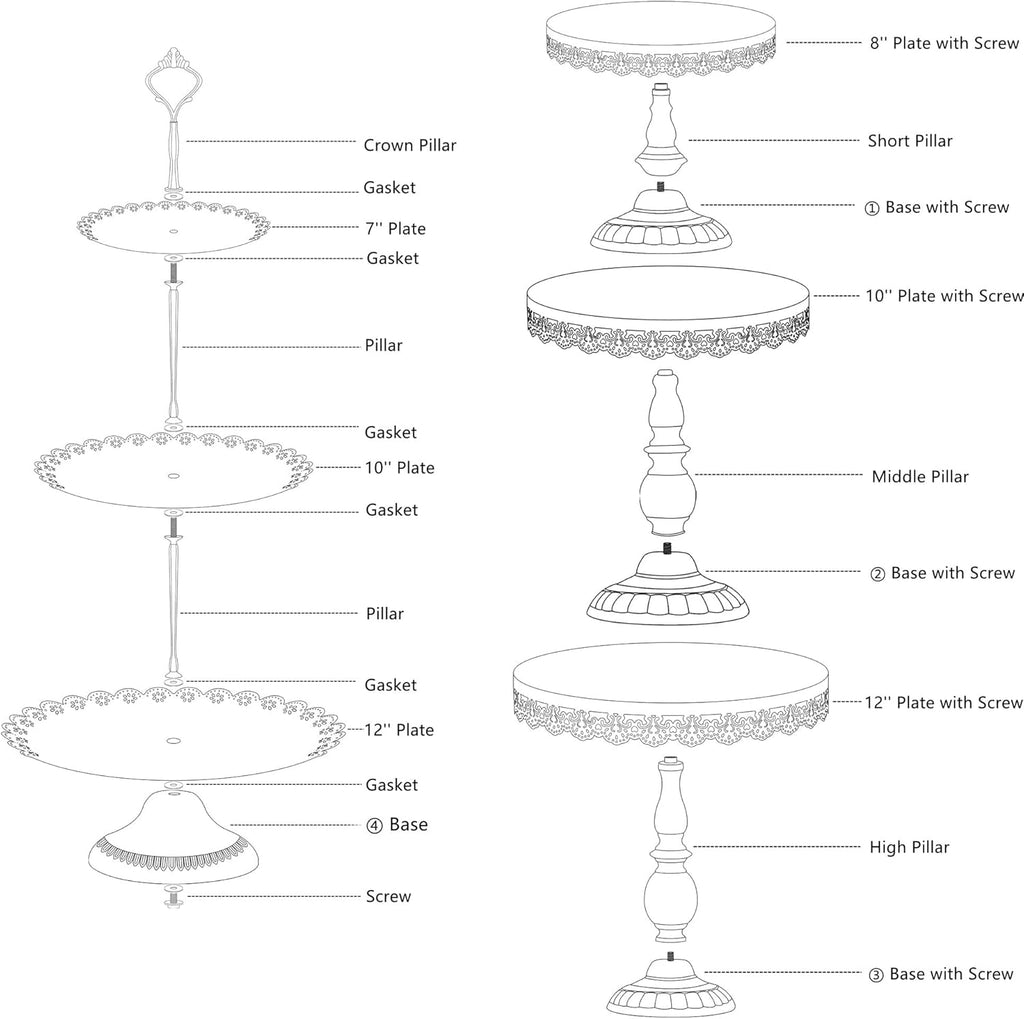 6 Pcs Metal Cake Stands Set Matte White F3662
